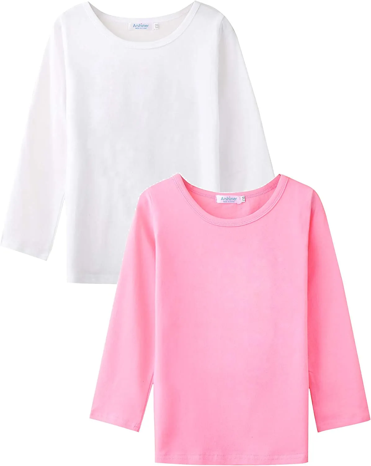 Arshiner Kids 2 Pack Long Sleeve Tees Girls Basic Tees