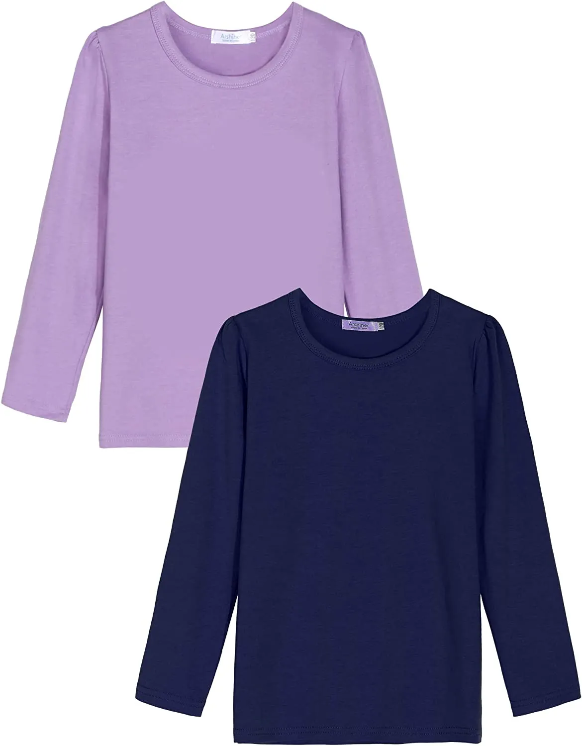 Arshiner Kids 2 Pack Long Sleeve Tees Girls Basic Tees