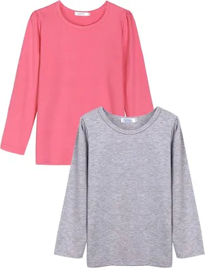 Arshiner Kids 2 Pack Long Sleeve Tees Girls Basic Tees