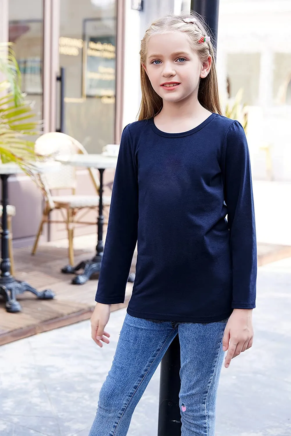 Arshiner Kids 2 Pack Long Sleeve Tees Girls Basic Tees