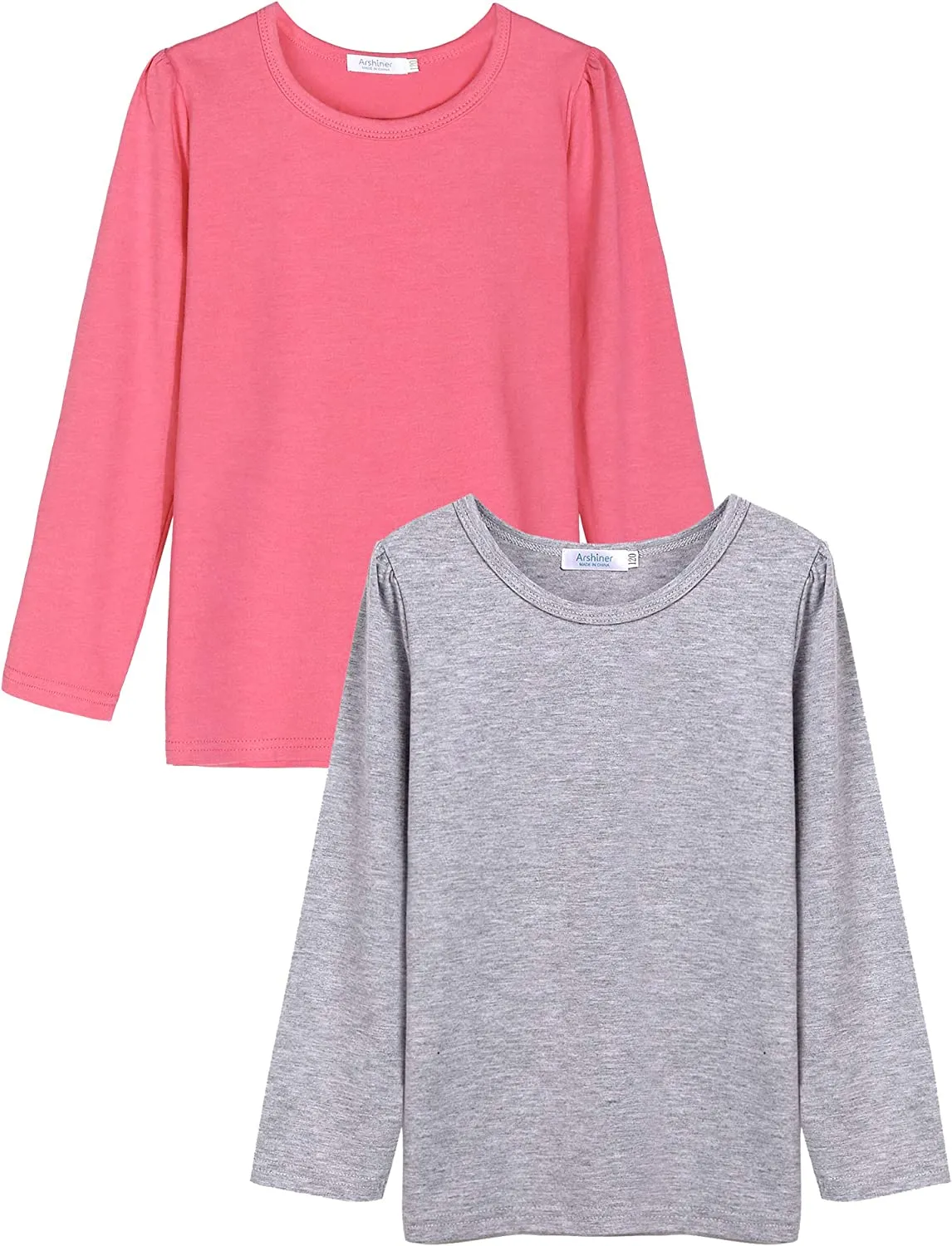 Arshiner Kids 2 Pack Long Sleeve Tees Girls Basic Tees