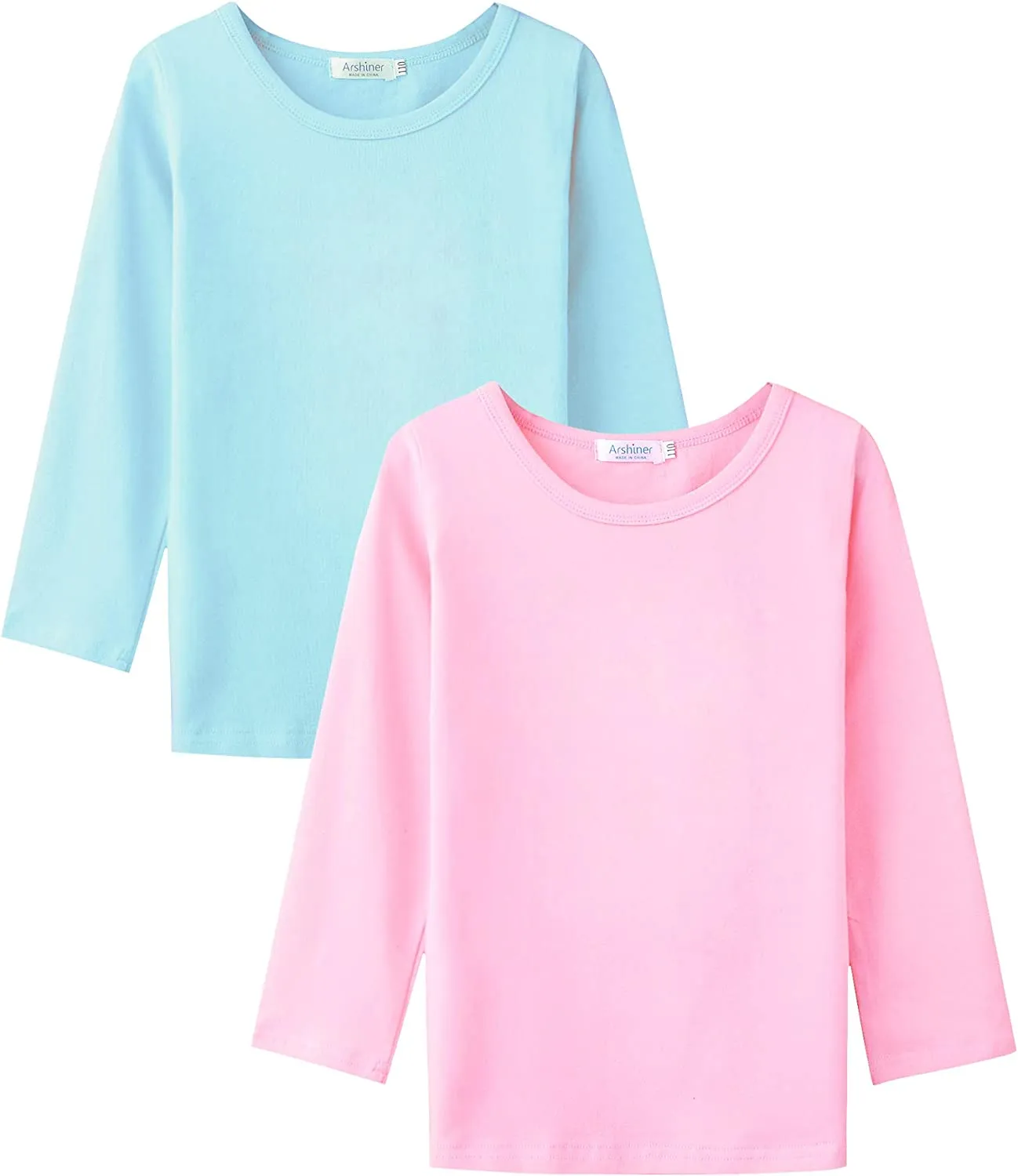 Arshiner Kids 2 Pack Long Sleeve Tees Girls Basic Tees