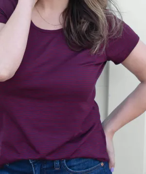 ASTORIA stripe tee in Wine/Navy