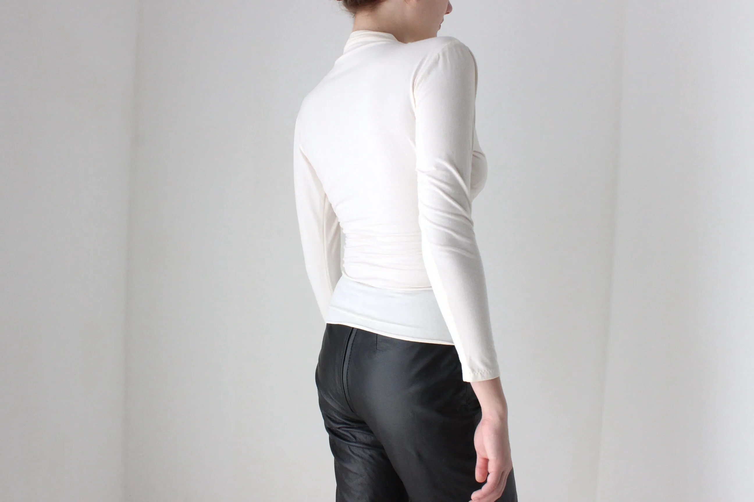 BALLETCORE Handmade 80s Cotton Blend 'Wrap' Style Long Sleeve Crossover Top