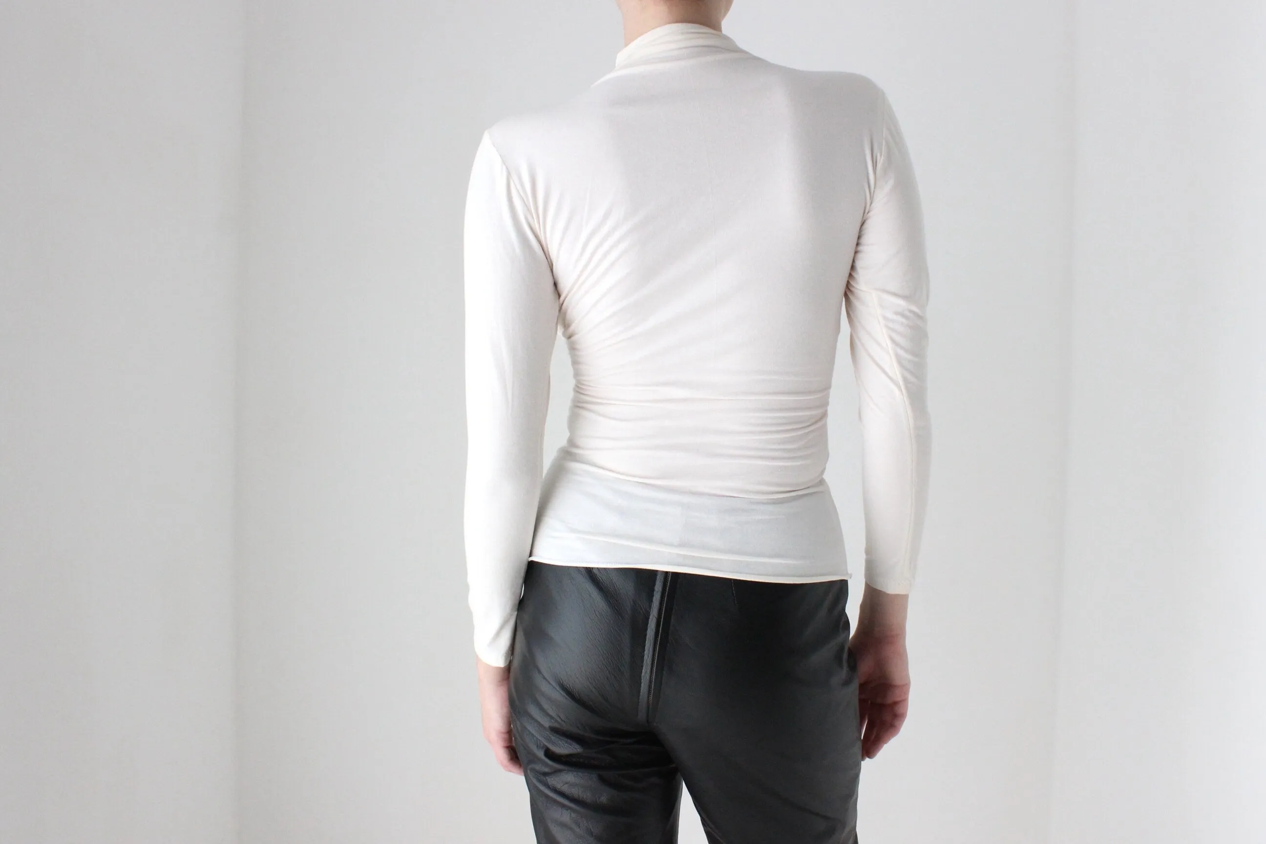 BALLETCORE Handmade 80s Cotton Blend 'Wrap' Style Long Sleeve Crossover Top