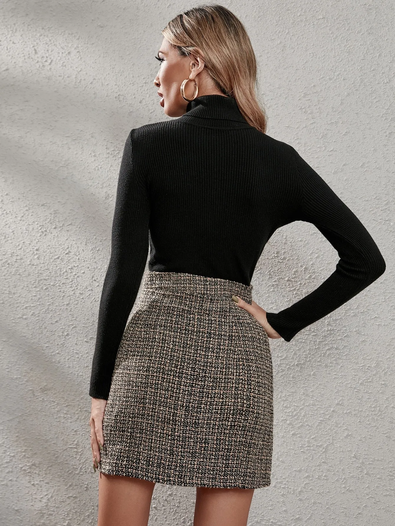 BerriesJam - High Waist Asymmetrical Hem Elegant Korean Fashion Skirt