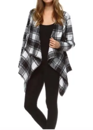 Black/ivory tartan plaid jacket