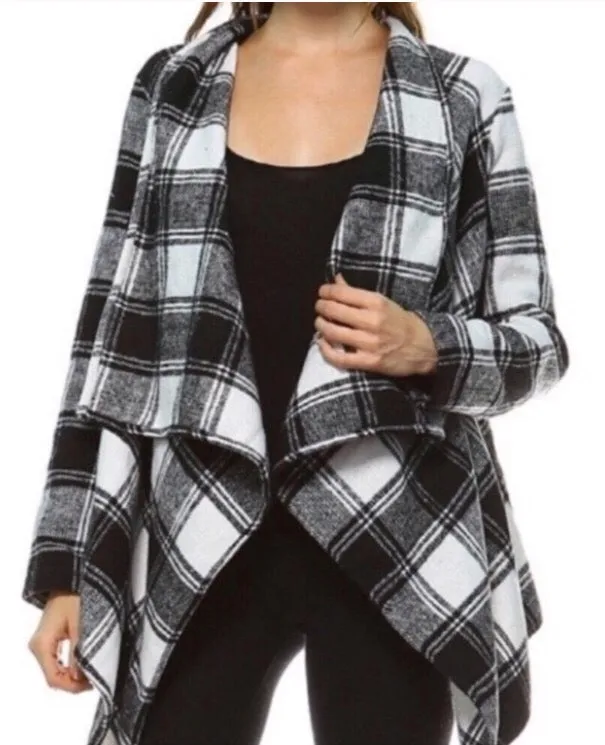 Black/ivory tartan plaid jacket