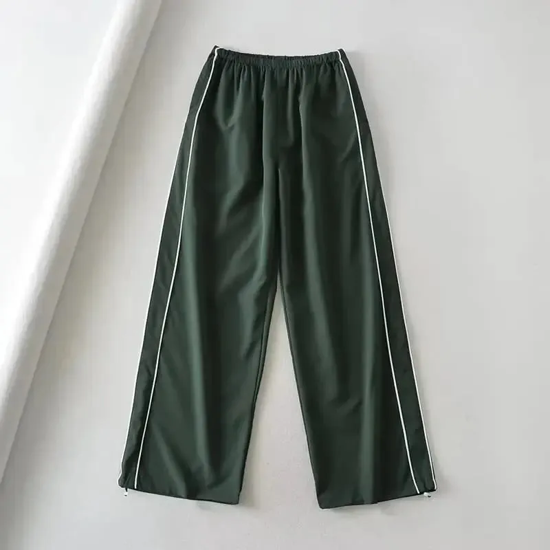 Bonnyshow Y2K women vintage Baggy Cargo Pants for Women Drawstring Elastic Low Waist Parachute Pants Sweatpants Loose Hippie Pant Trousers