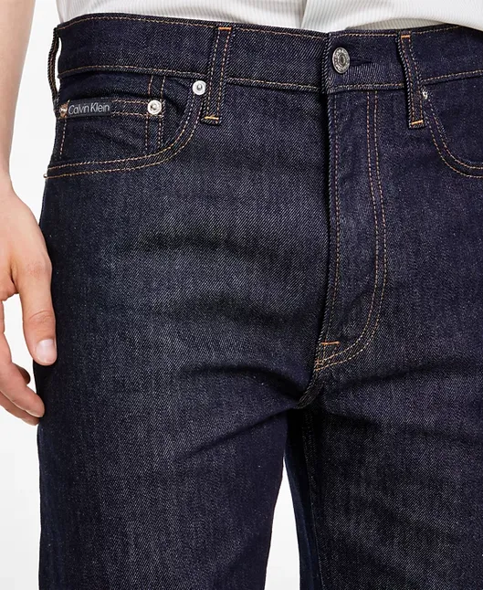 Calvin Klein Men's Standard Straight Fit Stretch Jeans Blue Rinse 34 x 30