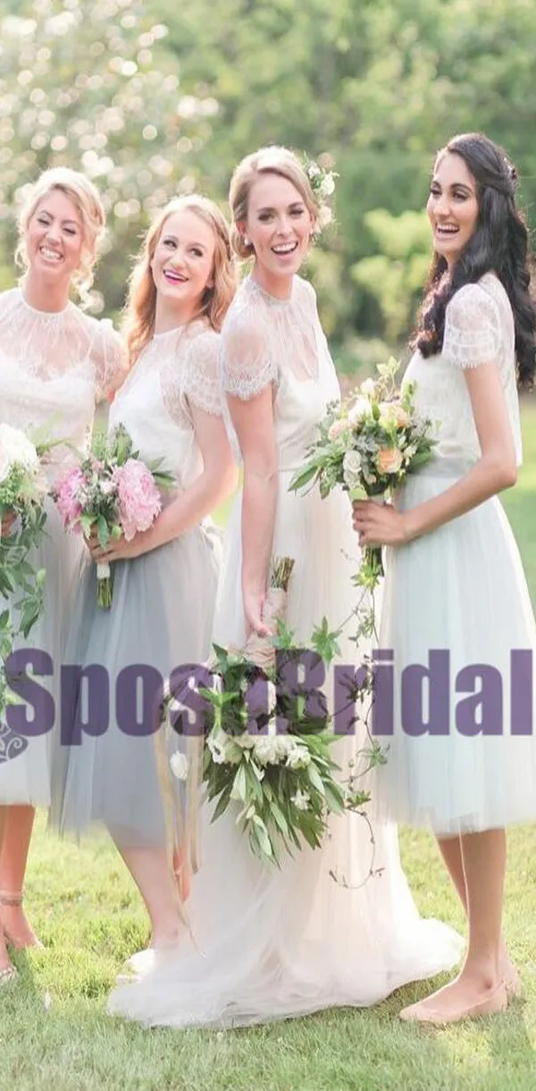 Cap Sleeves Lace Soft Free Custom Bridesmaid Dresses, Most Popular Bridesmaid Dress Online, PD0525