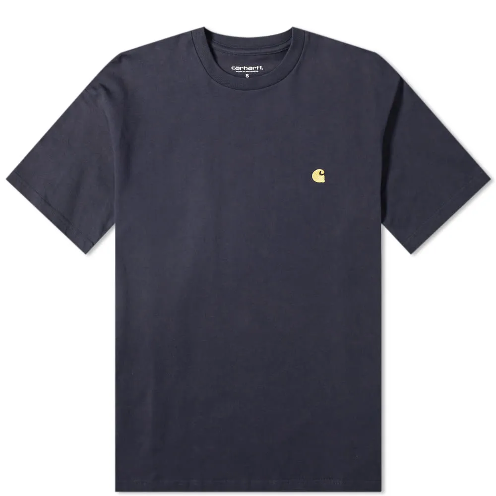 Carhartt WIP Chase Embroidered Tee (Dark Navy & Gold)(Regular Size)