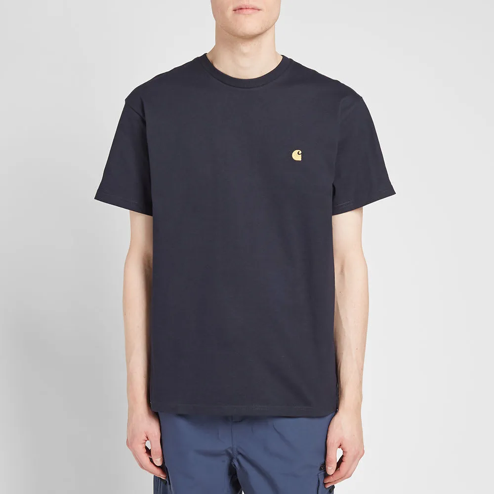 Carhartt WIP Chase Embroidered Tee (Dark Navy & Gold)(Regular Size)