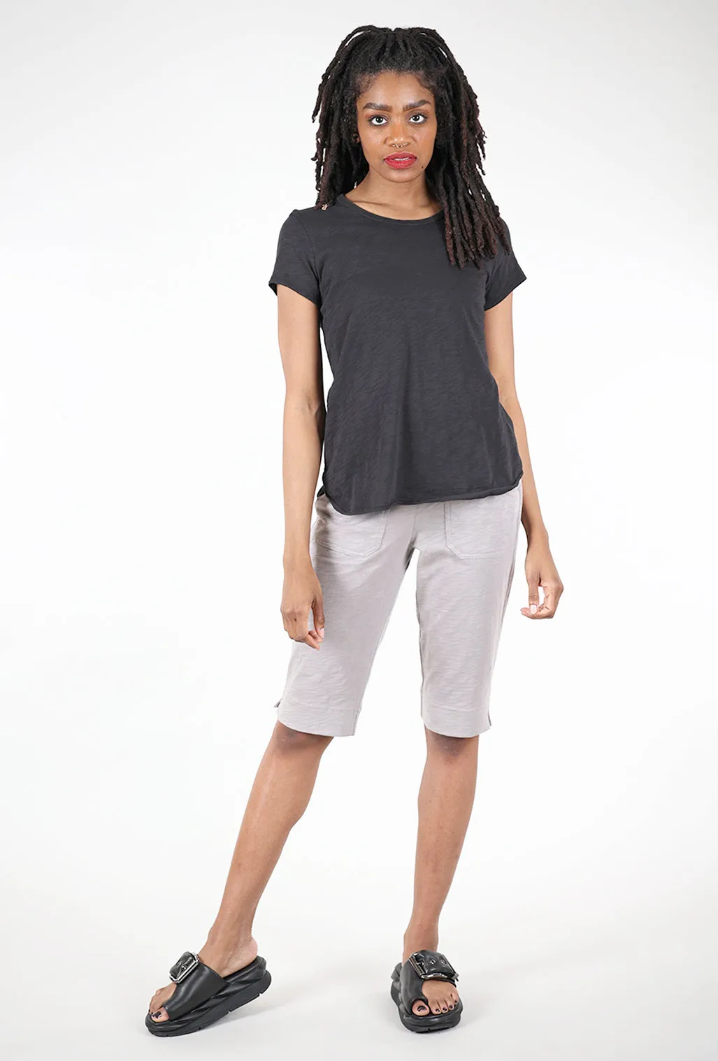 Cotton Slub Scoop Tee, Black