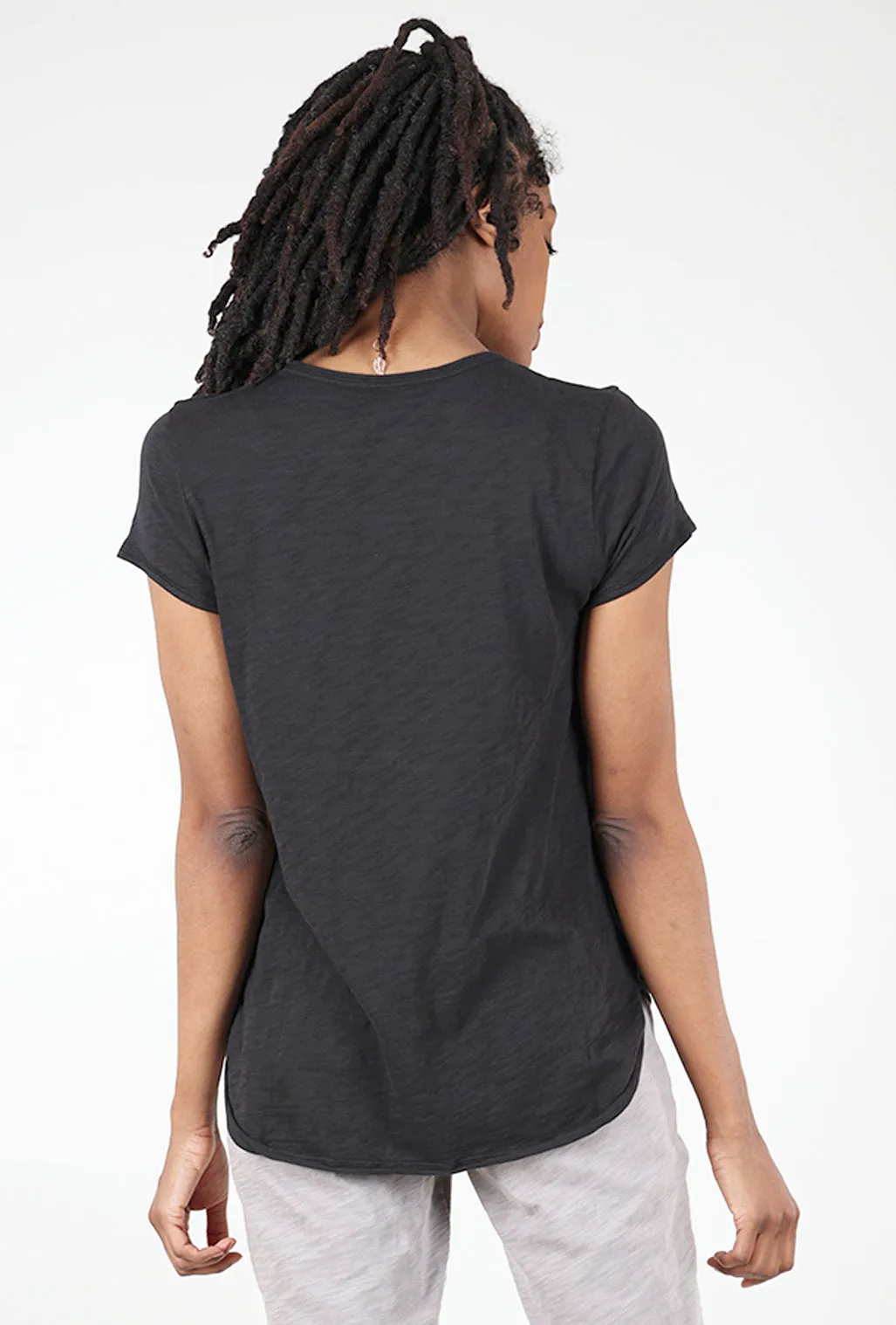 Cotton Slub Scoop Tee, Black
