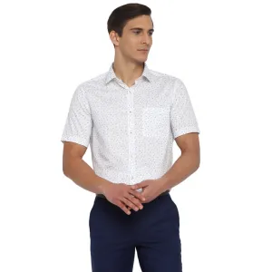 Cotton White Regular Fit Printed Shirts