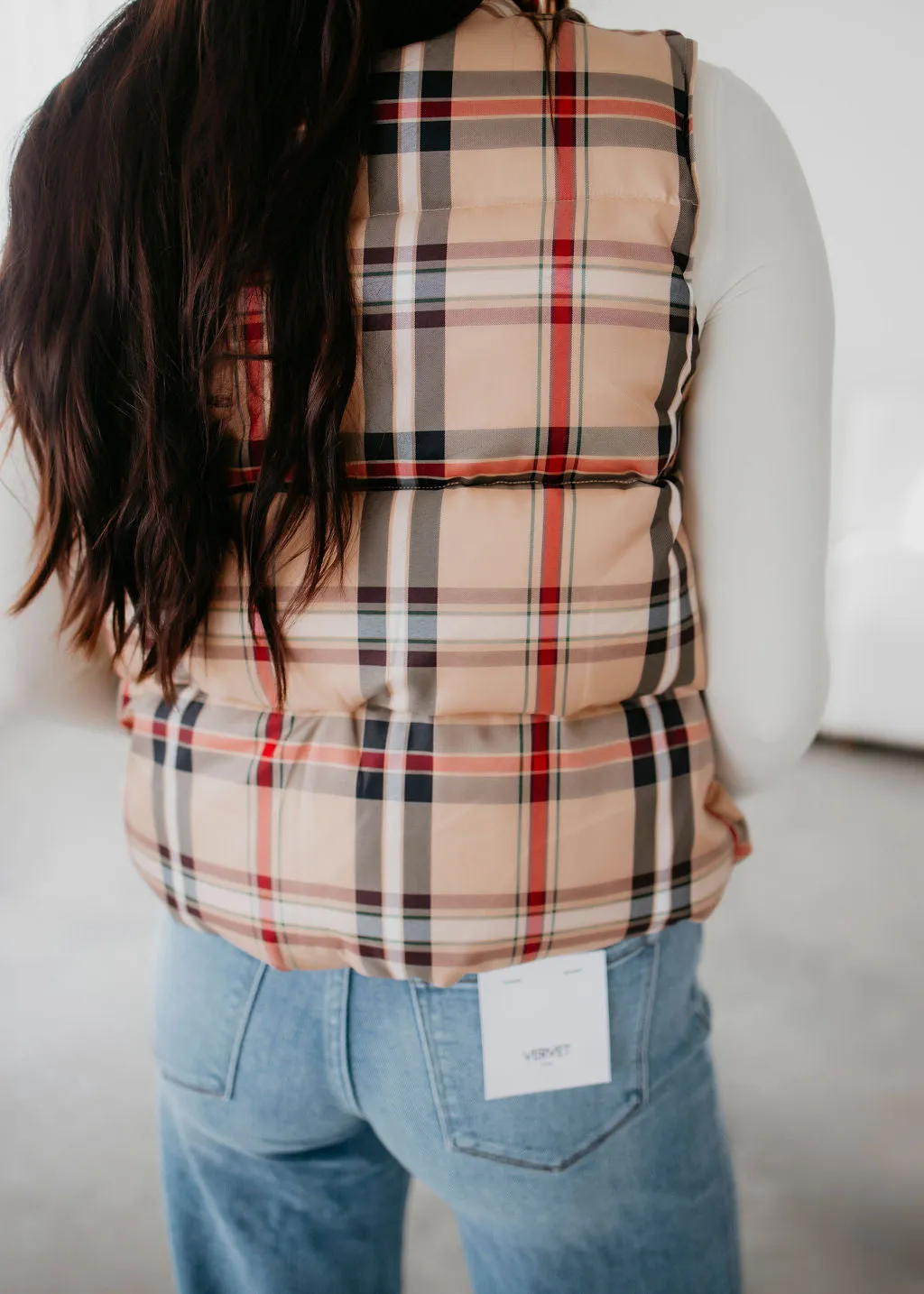 Cyra Plaid Print Vest