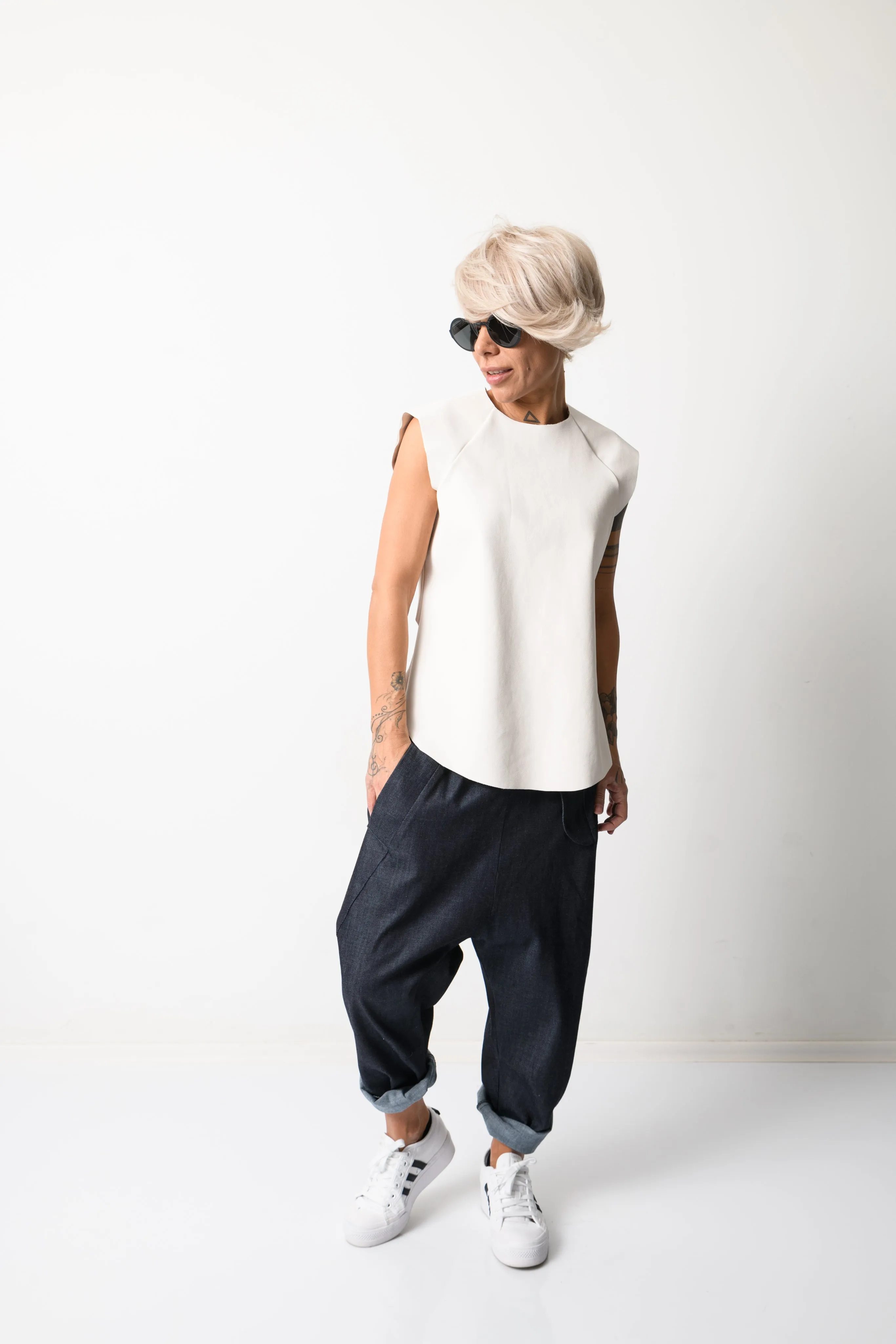 Denim Harem Low Crotch Pants
