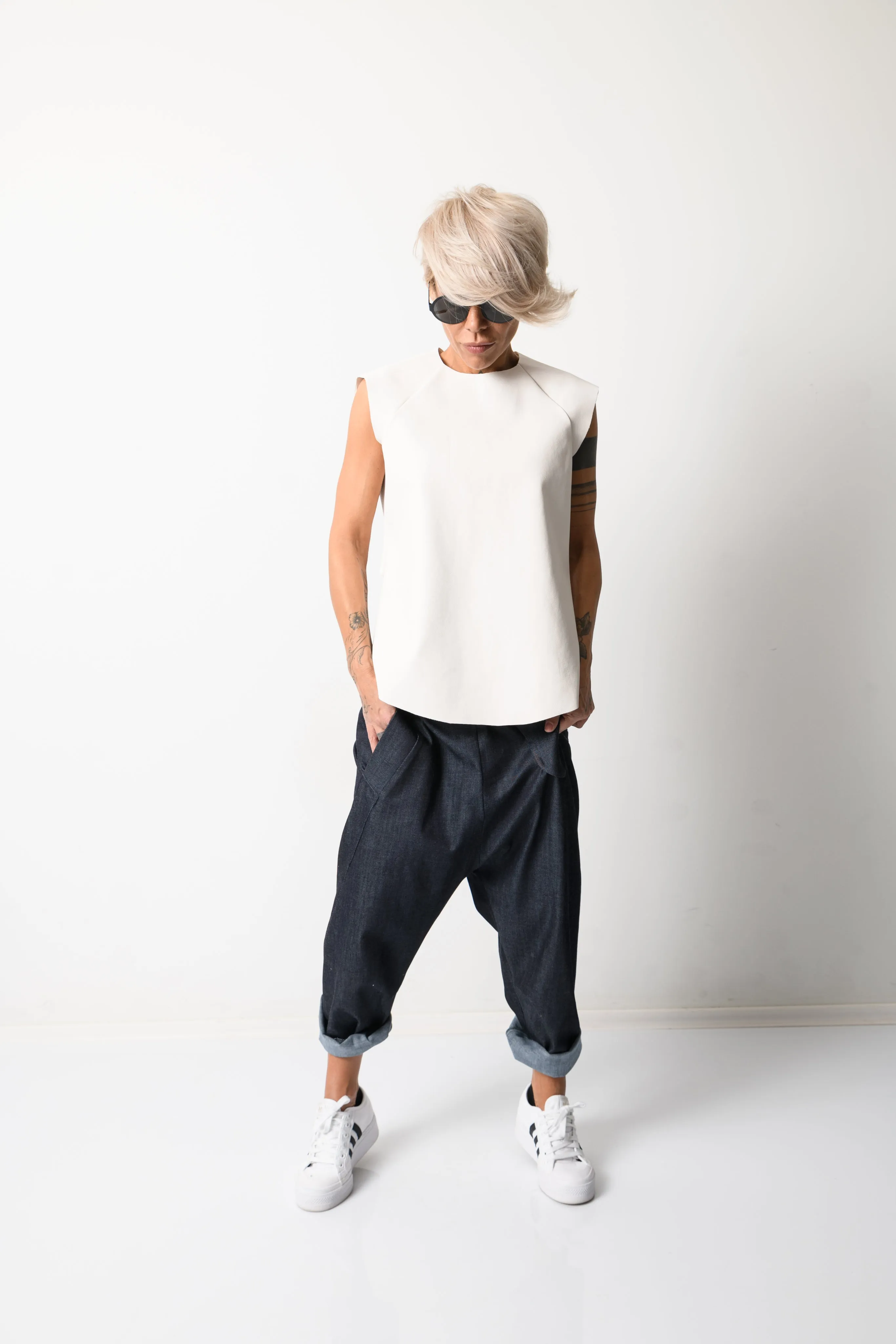 Denim Harem Low Crotch Pants