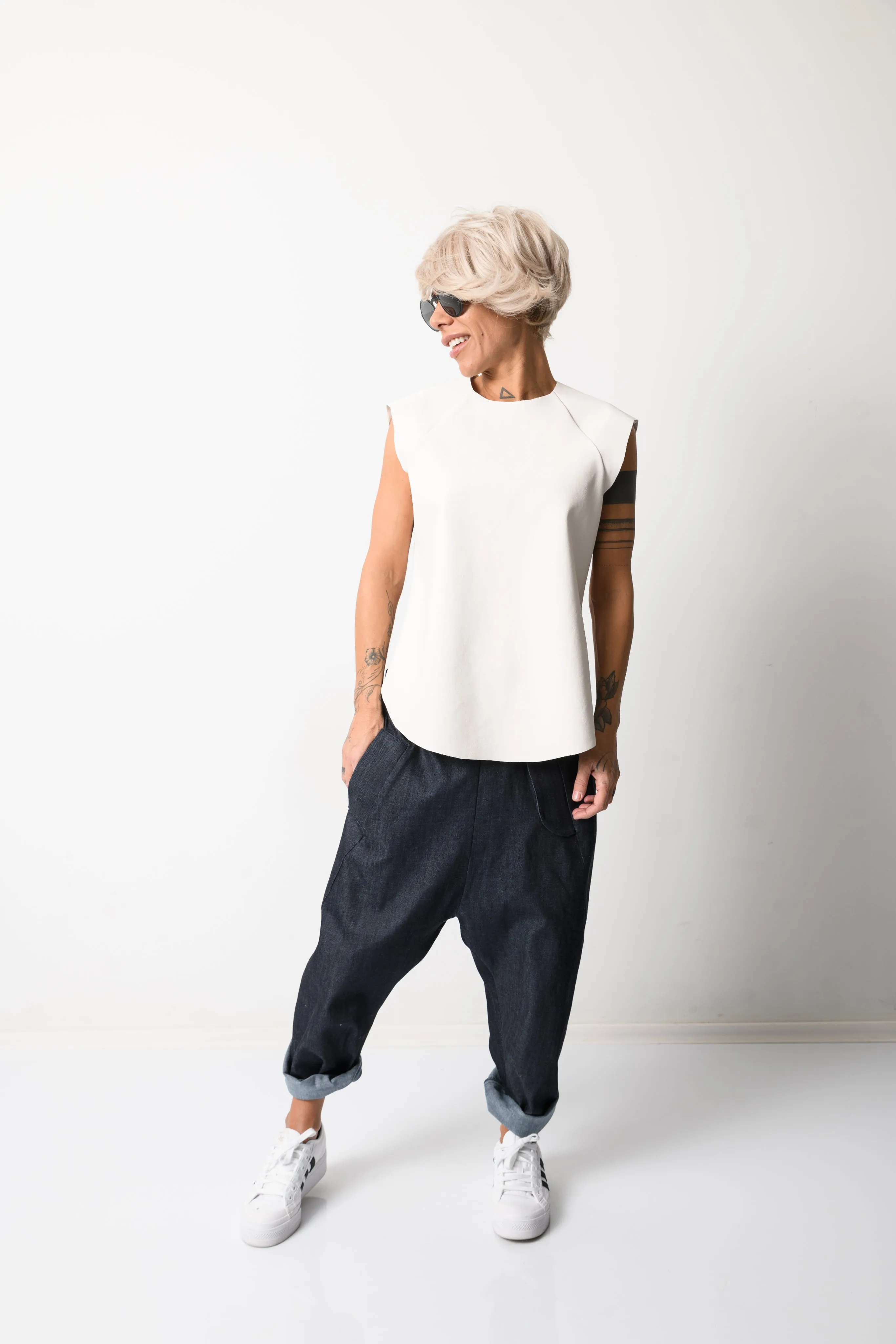 Denim Harem Low Crotch Pants