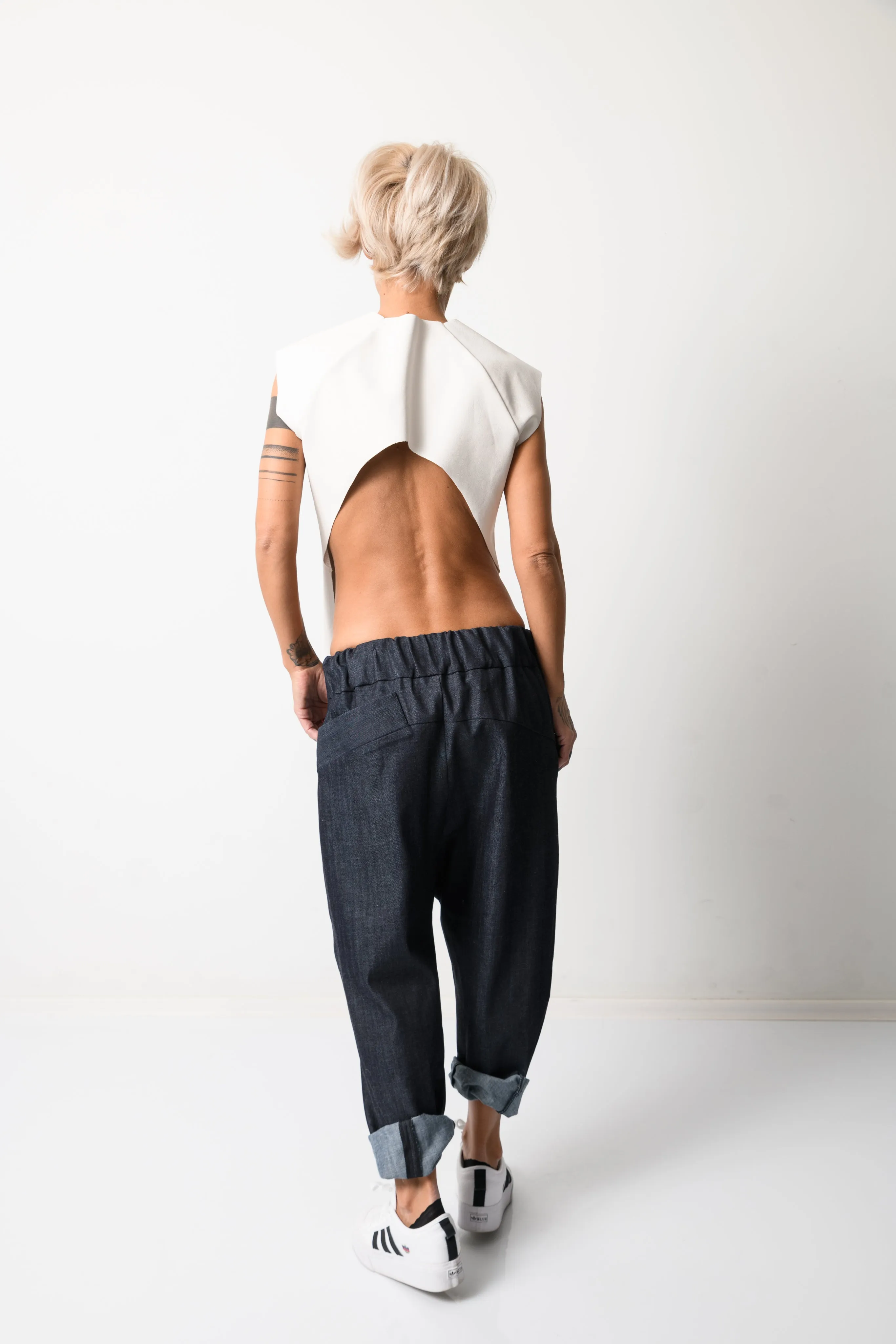 Denim Harem Low Crotch Pants