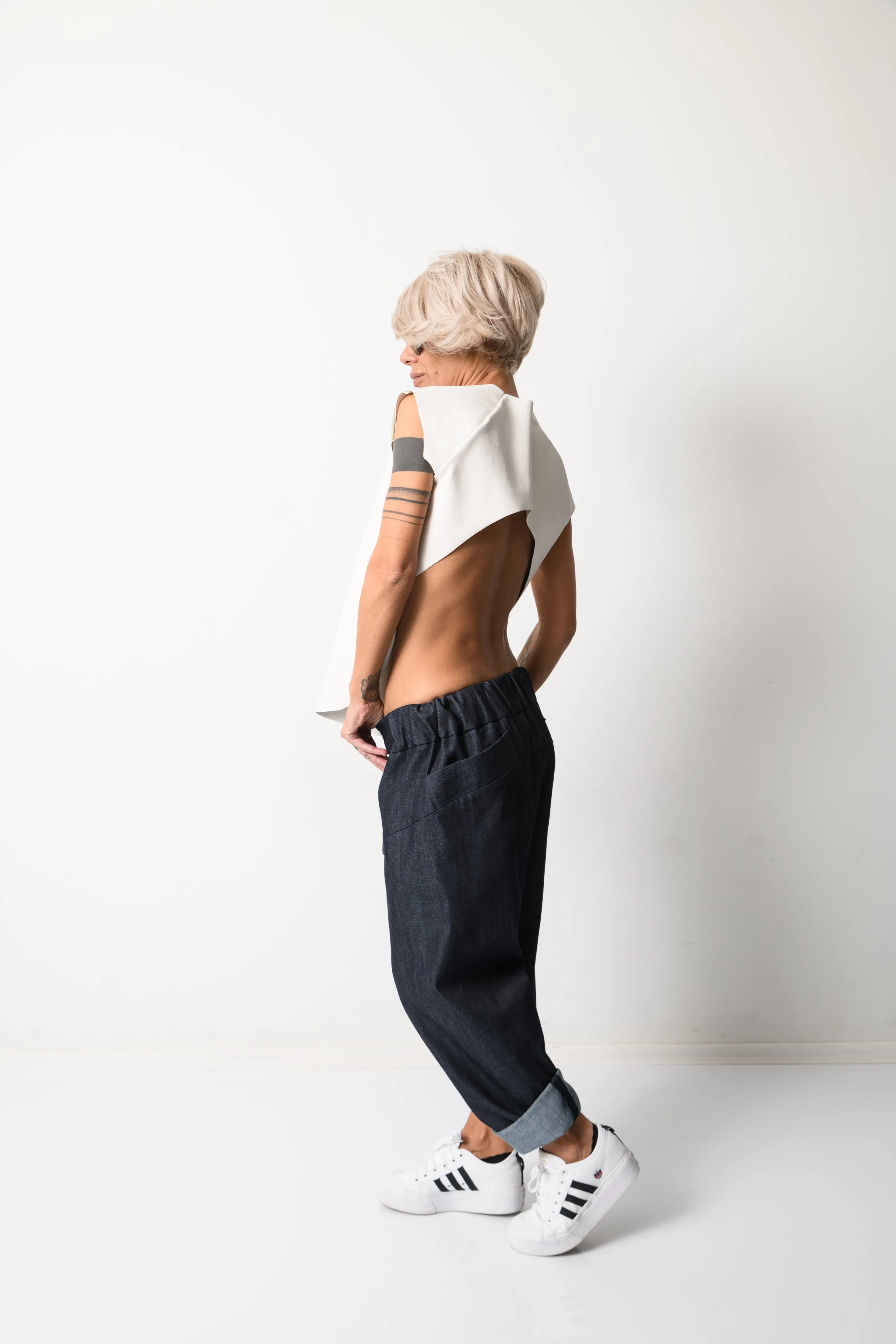 Denim Harem Low Crotch Pants