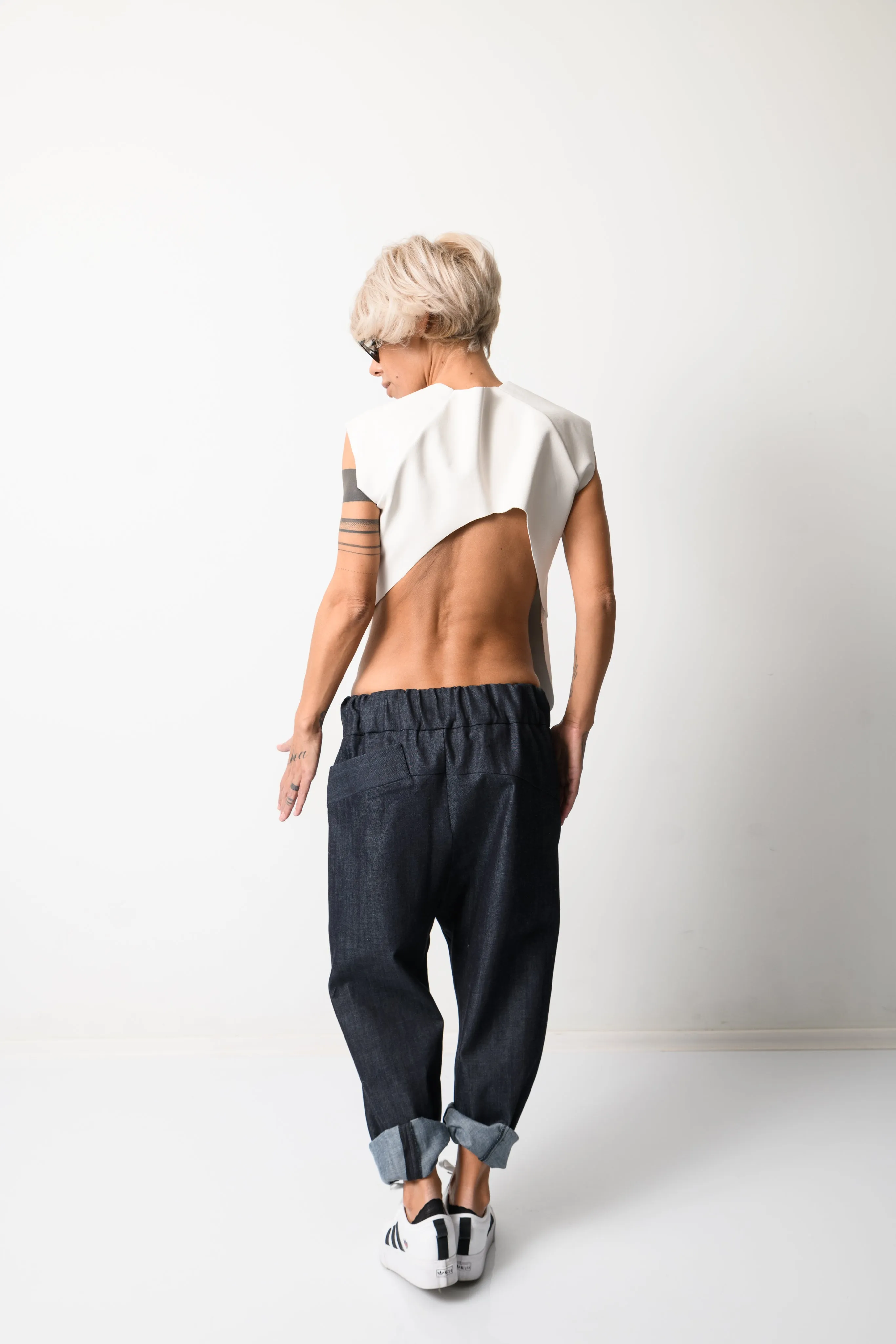 Denim Harem Low Crotch Pants
