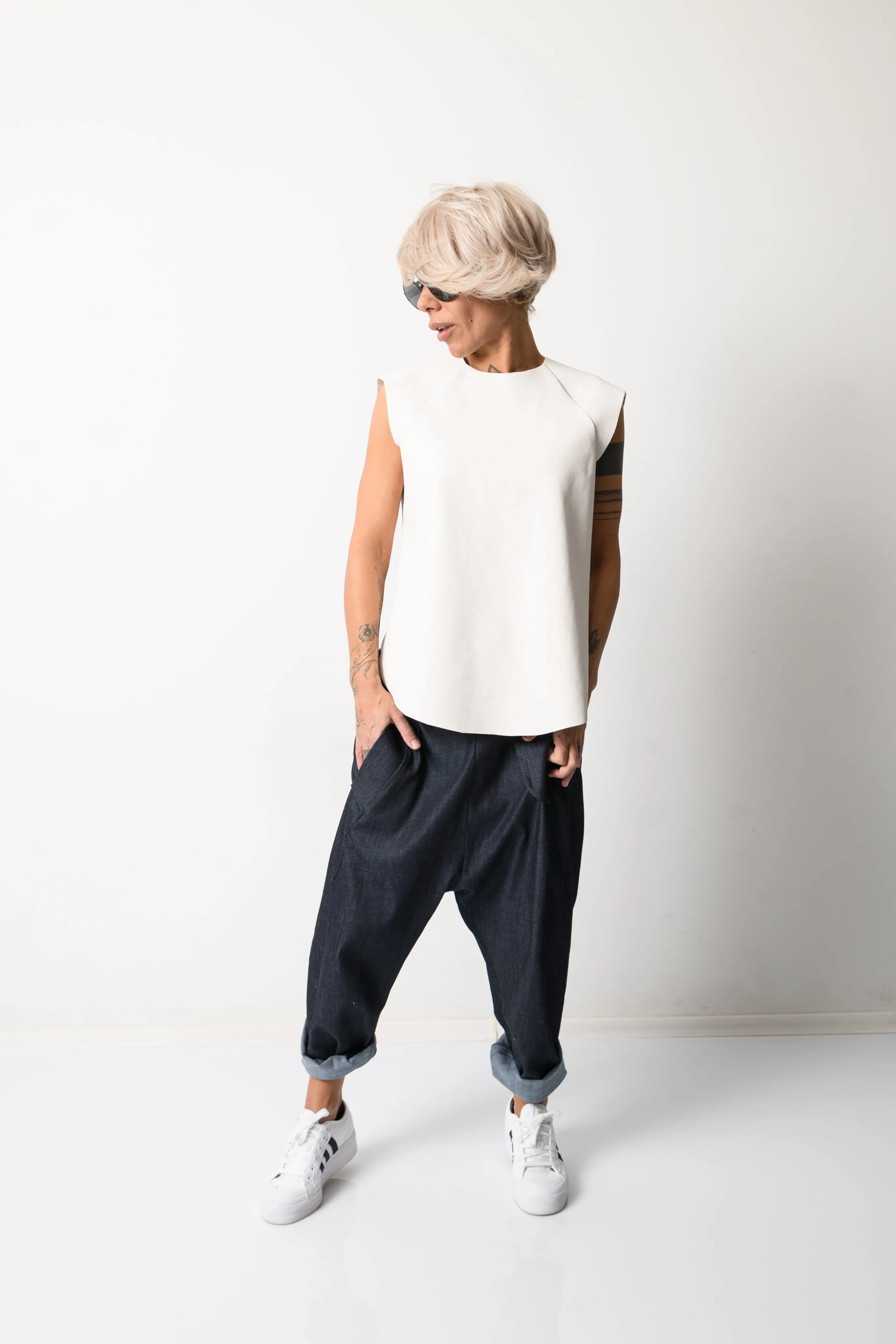 Denim Harem Low Crotch Pants