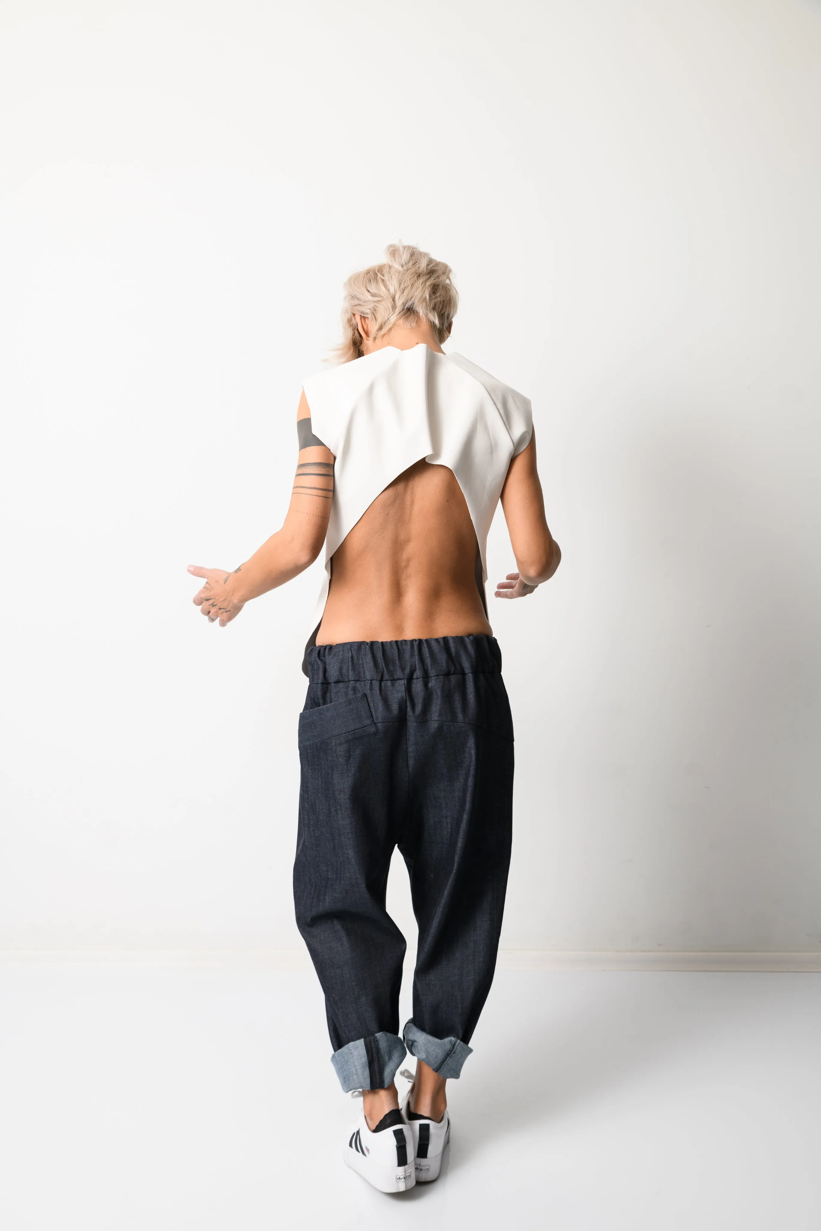 Denim Harem Low Crotch Pants