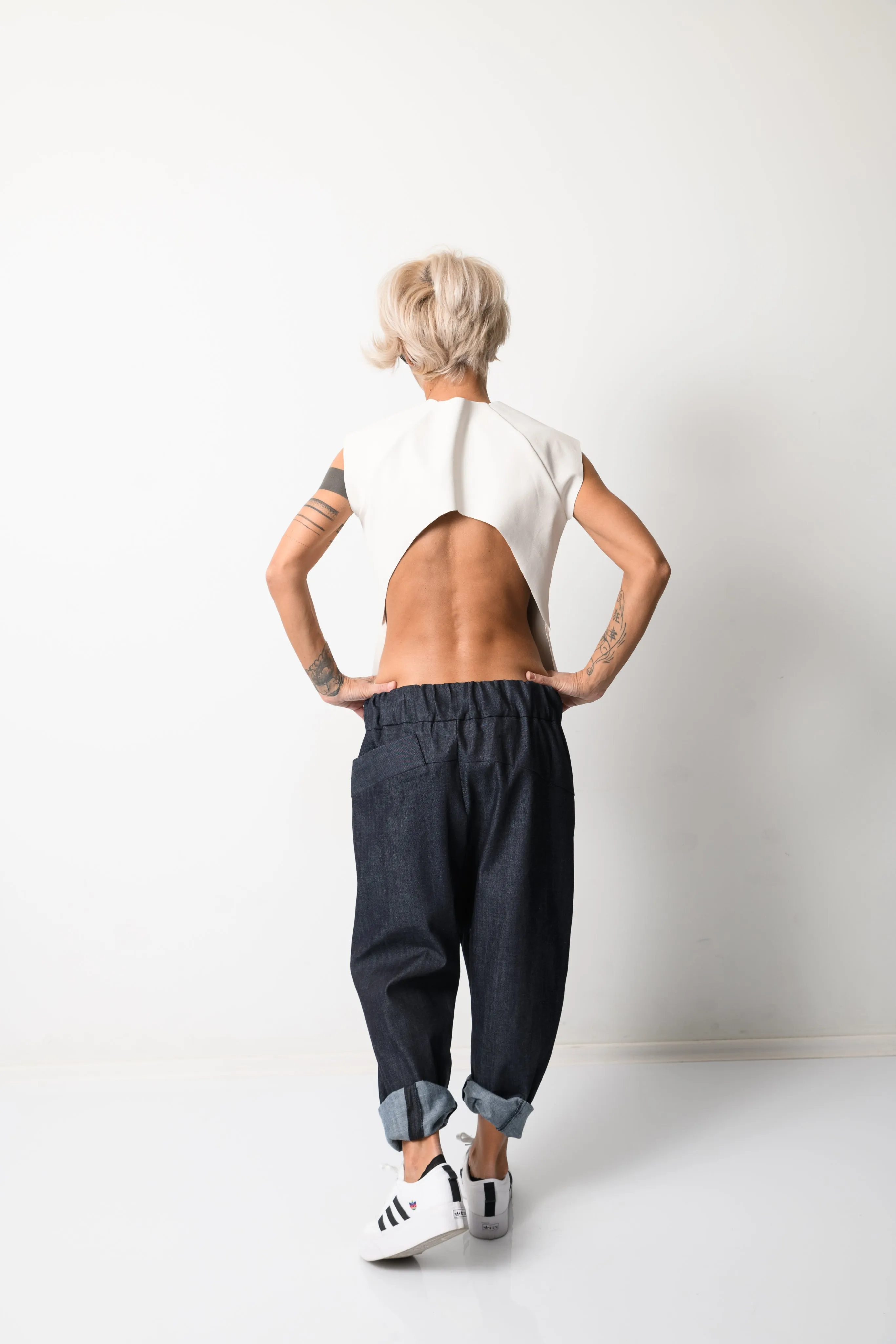 Denim Harem Low Crotch Pants