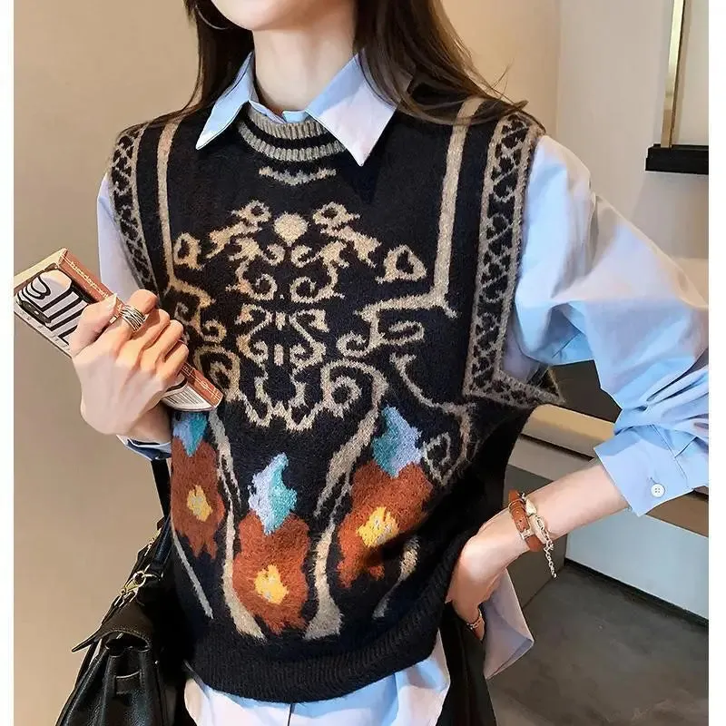 Euopean Print Design Sleeveless Women Vests - Ailime Designs
