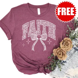 Faith Lace Tee - Heather Burgundy