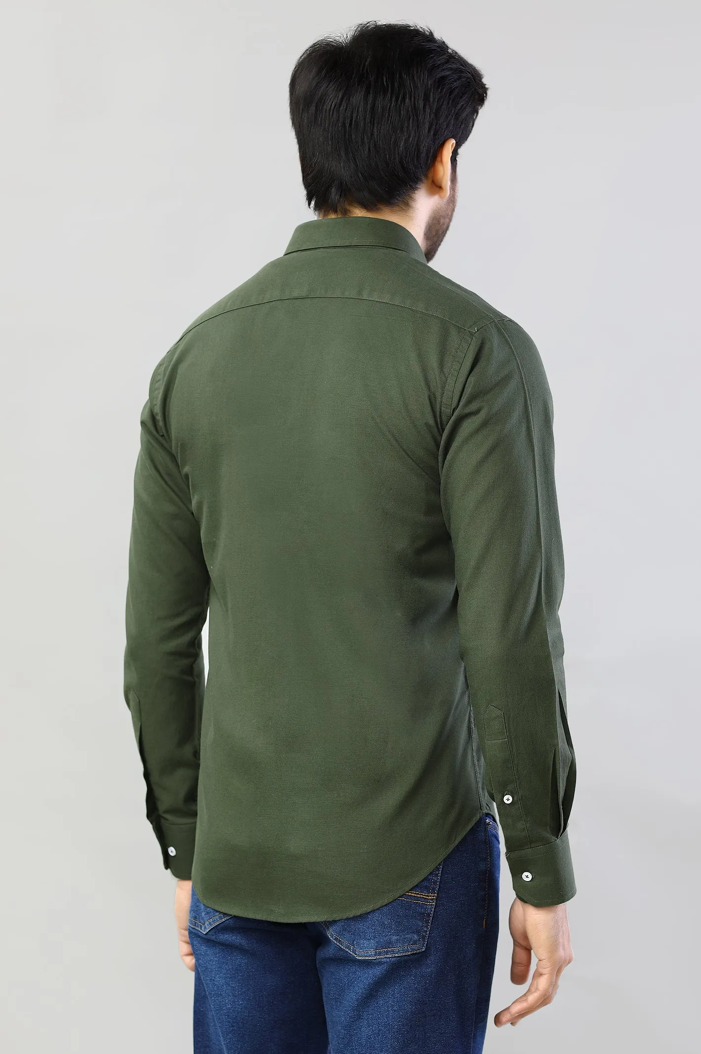 Green Plain Casual Shirt