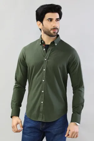 Green Plain Casual Shirt