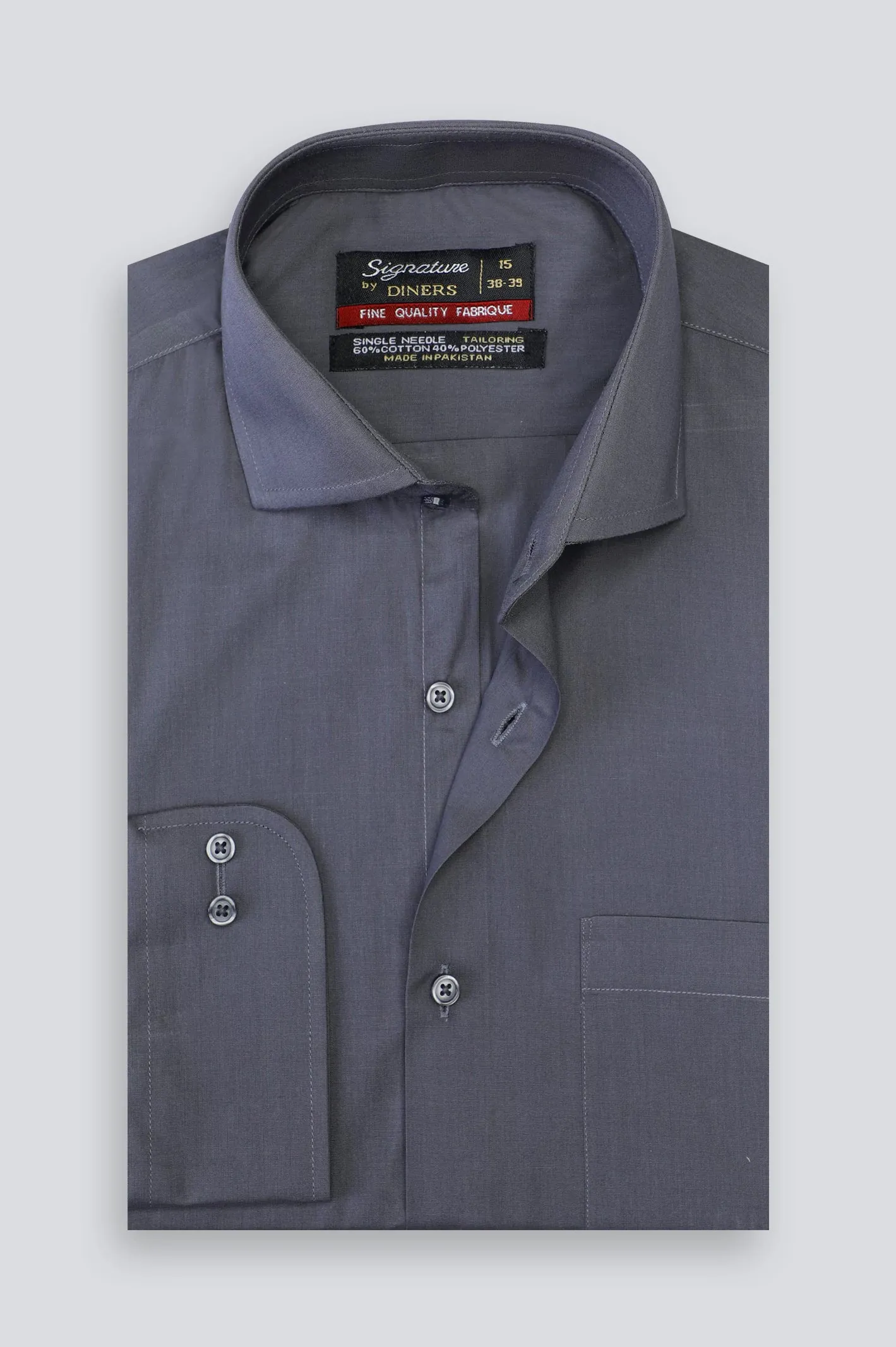 Grey Plain Formal Shirt