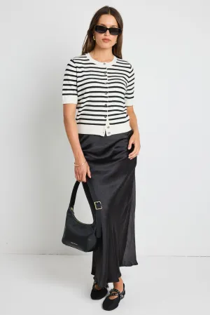 IVY   JACK ROSETTE BLACK SATIN BIAS MIDI SKIRT