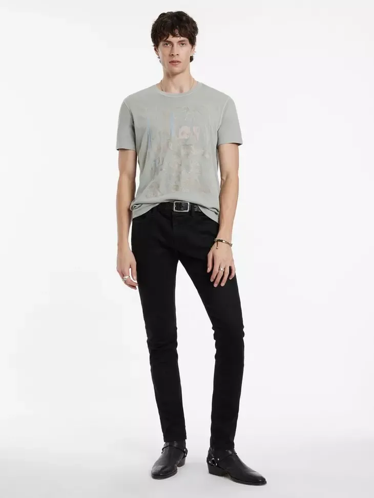 John Varvatos PHOTO EMBROIDERY Tee - Grey