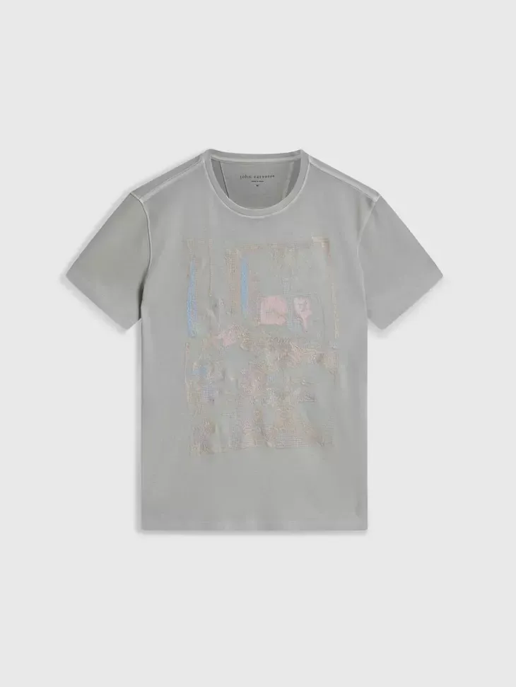 John Varvatos PHOTO EMBROIDERY Tee - Grey