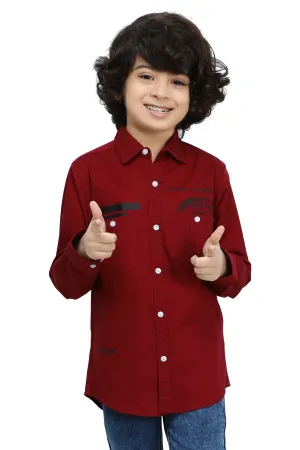 Maroon Plain Printed Casual Shirt