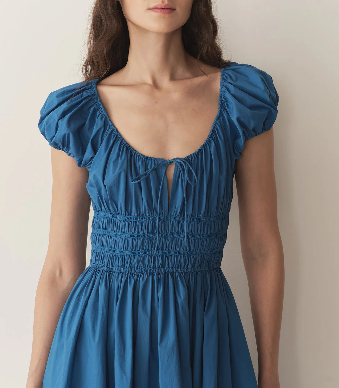 Quinn Cotton Poplin Dress Soft Cobalt Blue