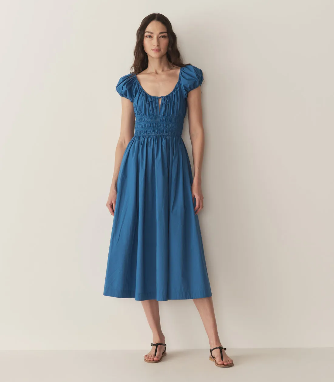 Quinn Cotton Poplin Dress Soft Cobalt Blue