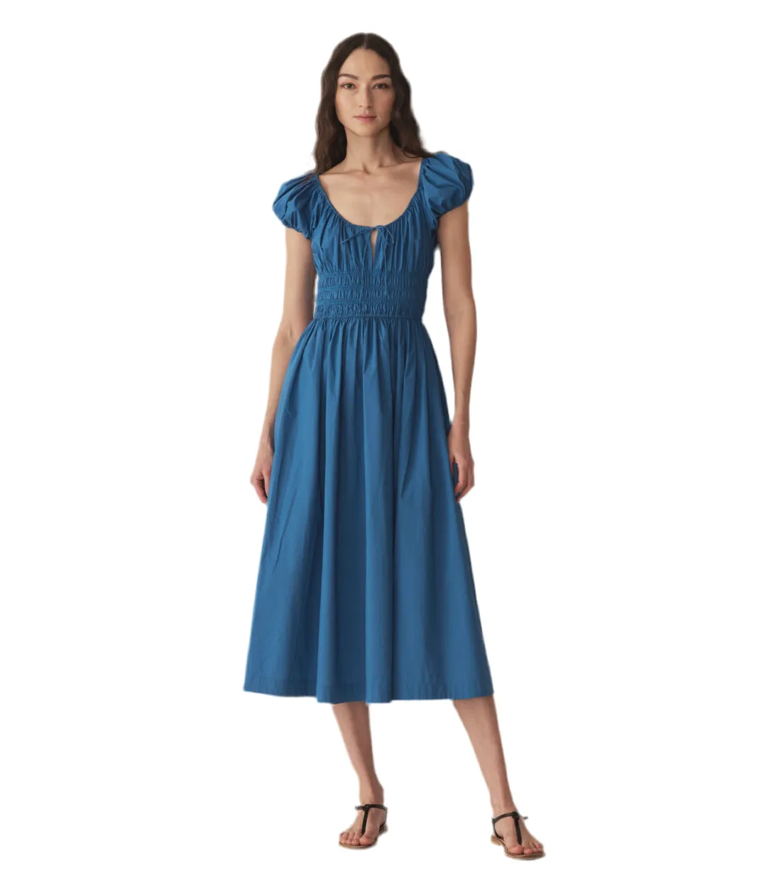 Quinn Cotton Poplin Dress Soft Cobalt Blue
