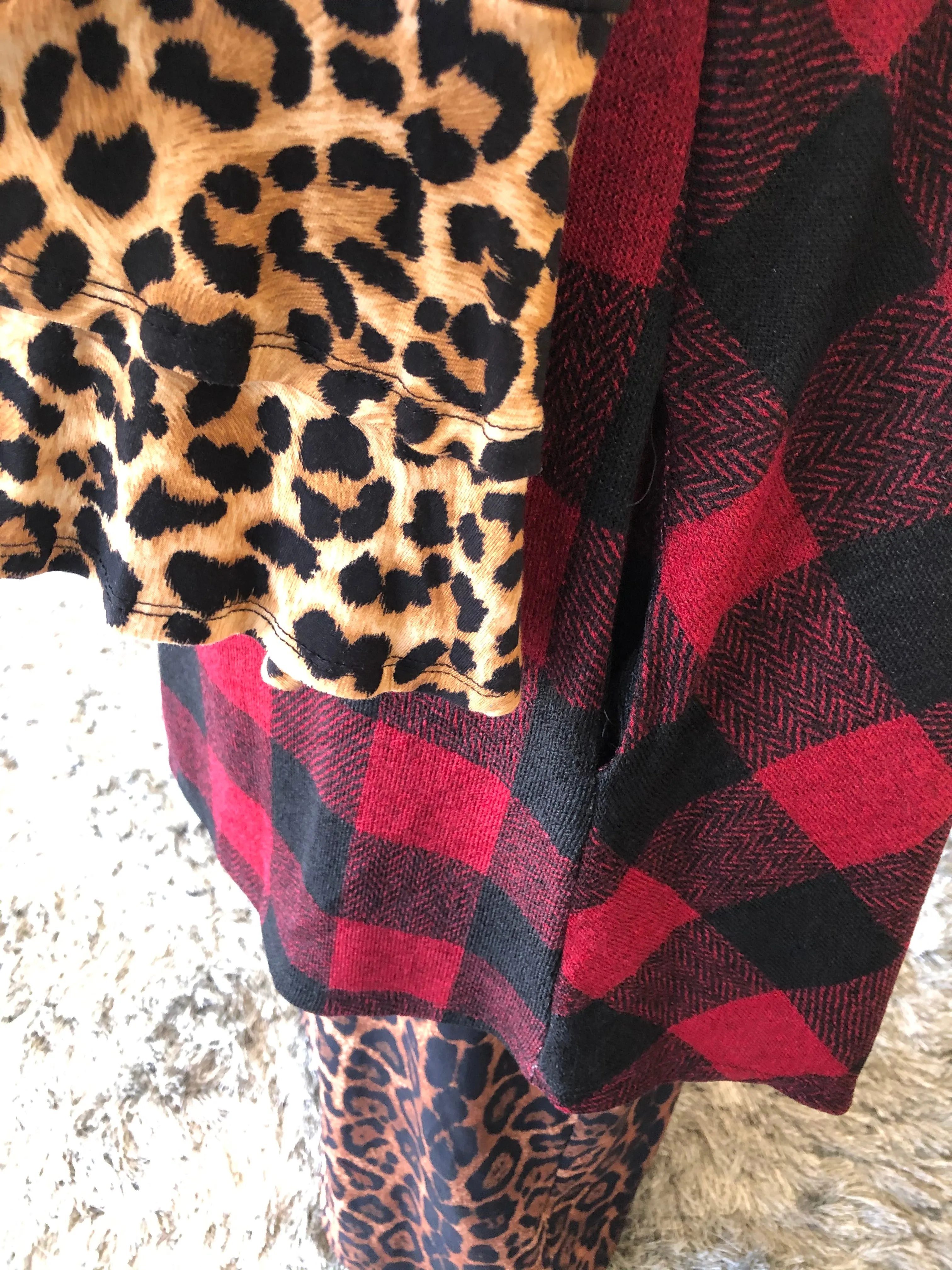 Red Plaid Midi Sleeveless Cardigan/Vest