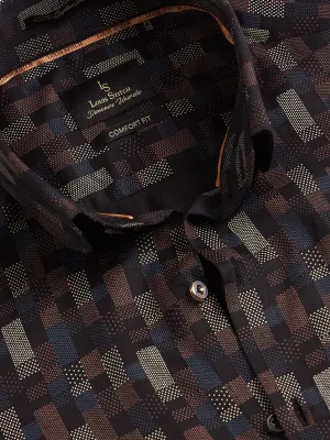 Regular Fit Formal Abstract Black Shirt For Men