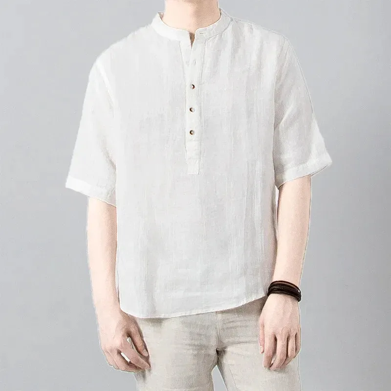 Relaxed-Linen Washed Button-Up