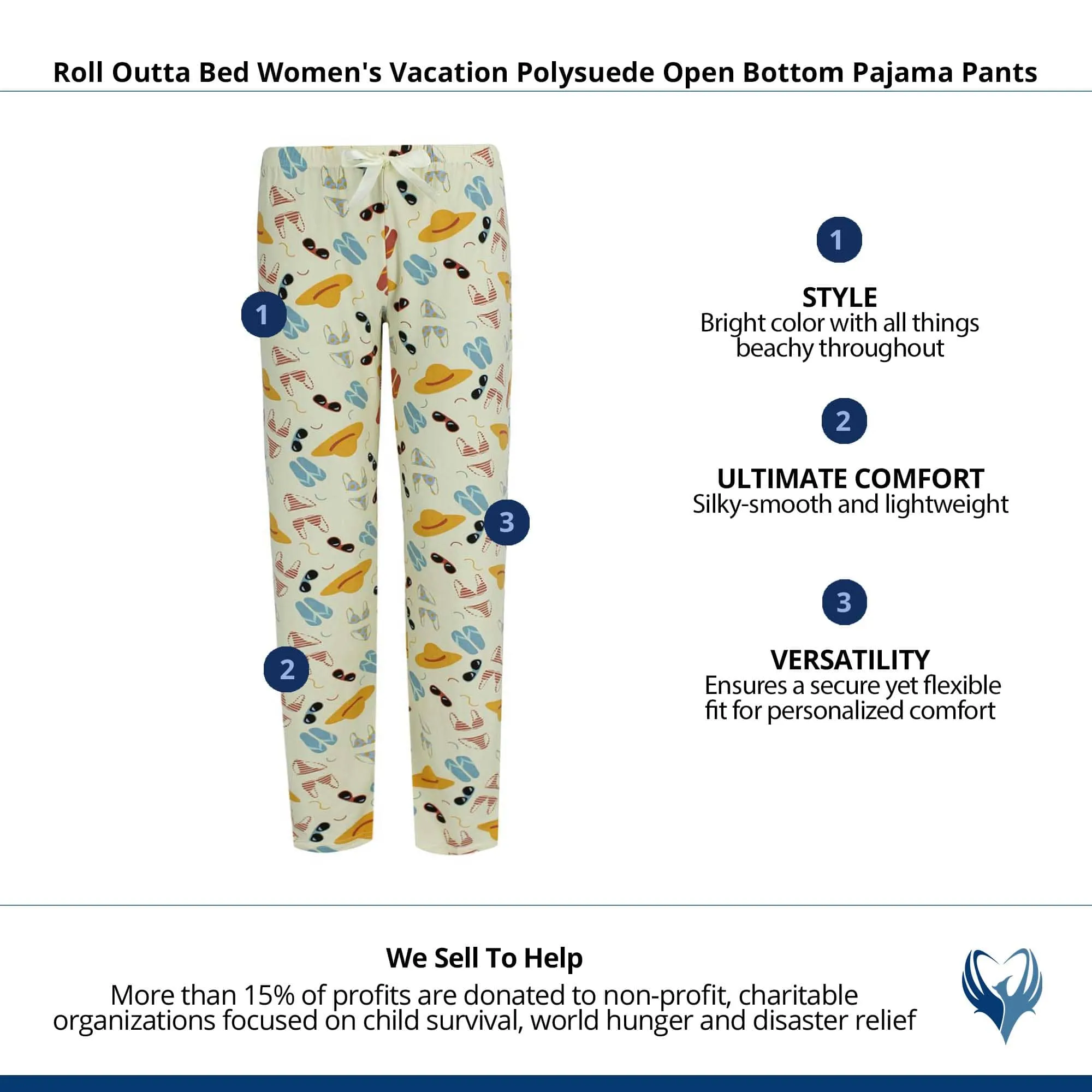 Roll Outta Bed Women's Vacation Polysuede Open Bottom Pajama Pants