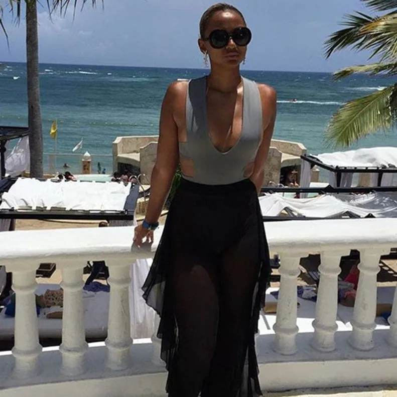 Ruffle Mesh Transparent Pants