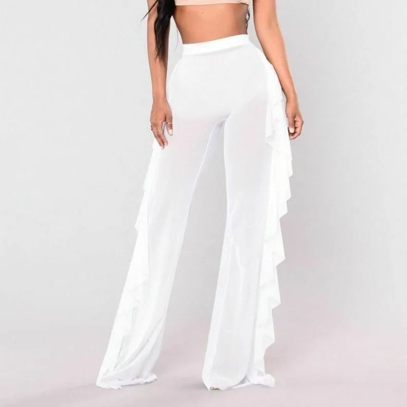 Ruffle Mesh Transparent Pants