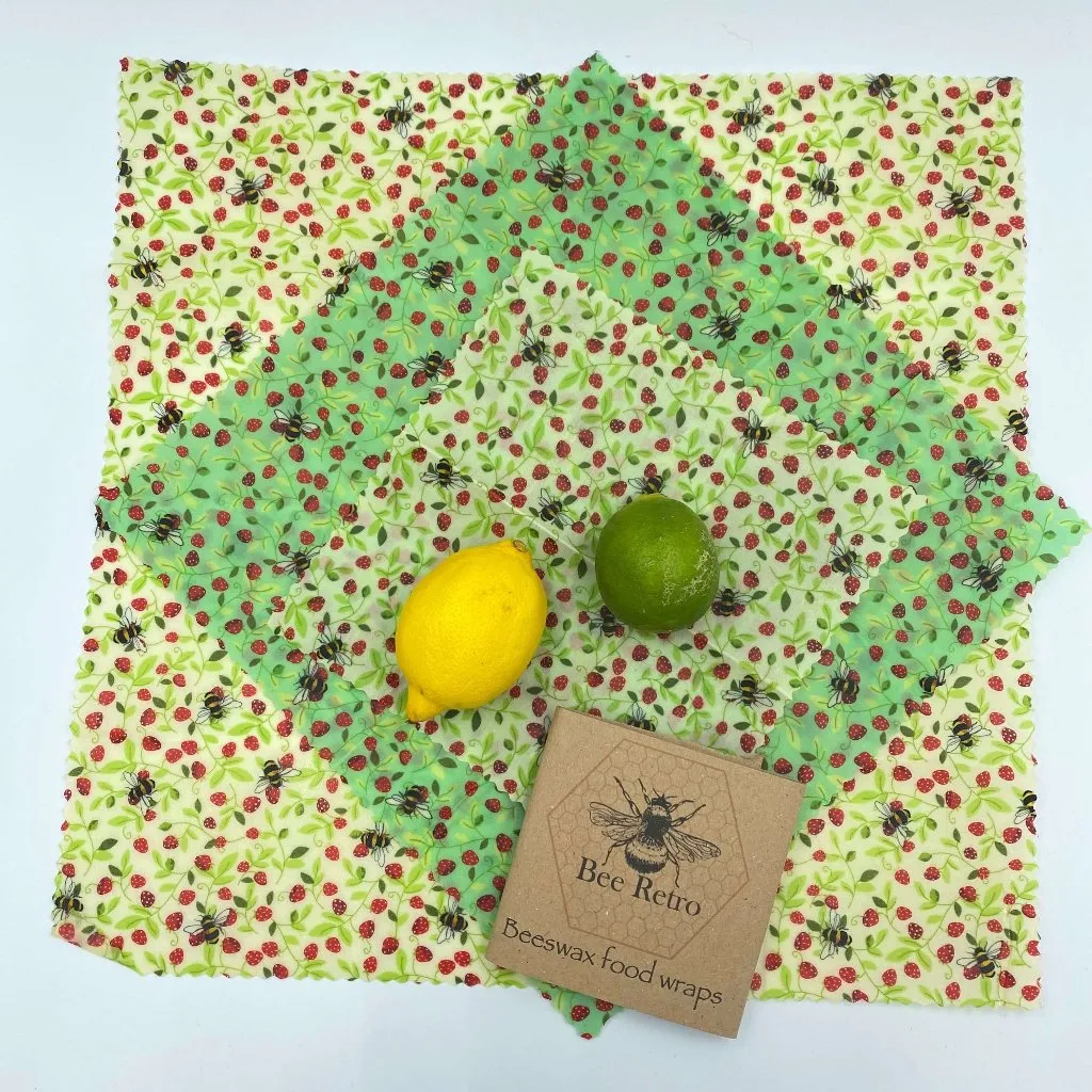 Strawberry Bee, Eco Friendly Beeswax Wraps