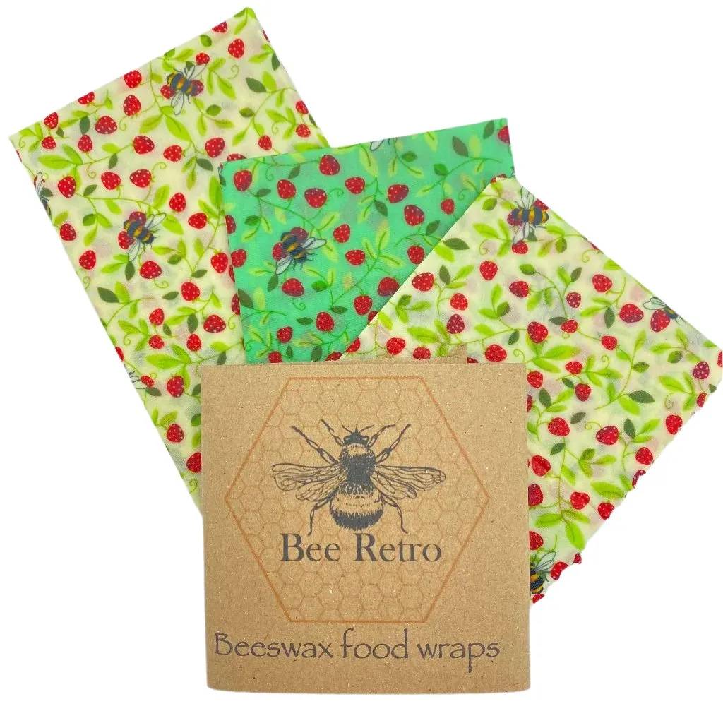 Strawberry Bee, Eco Friendly Beeswax Wraps